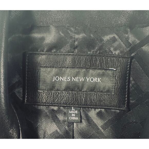 Tailored Black Genuine Leather Jacket, Jones New York, SZ L 12/14 - Picture 13 of 16
